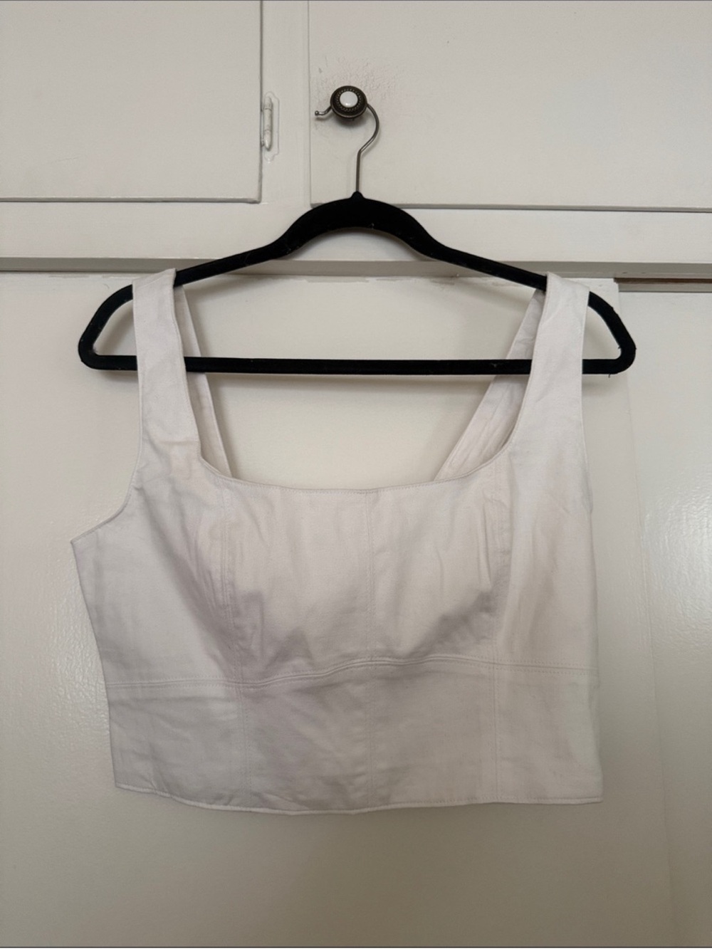 Banana Republic White Linen Square Neck Crop Top Tank Blouse 8 - Picture 2 of 5